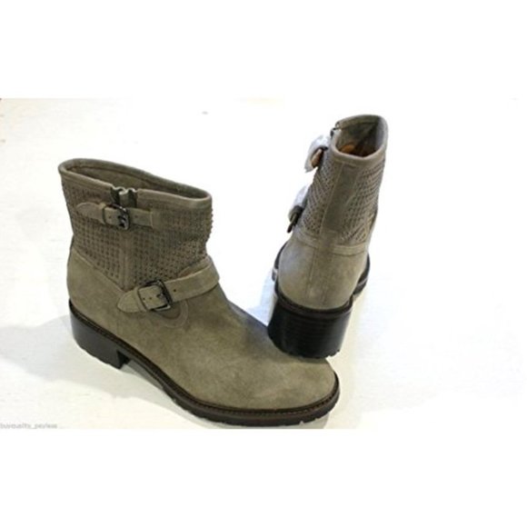 Coach Gates Women's Studded Gray Suede Moto Boots 10 - Picture 1 of 1